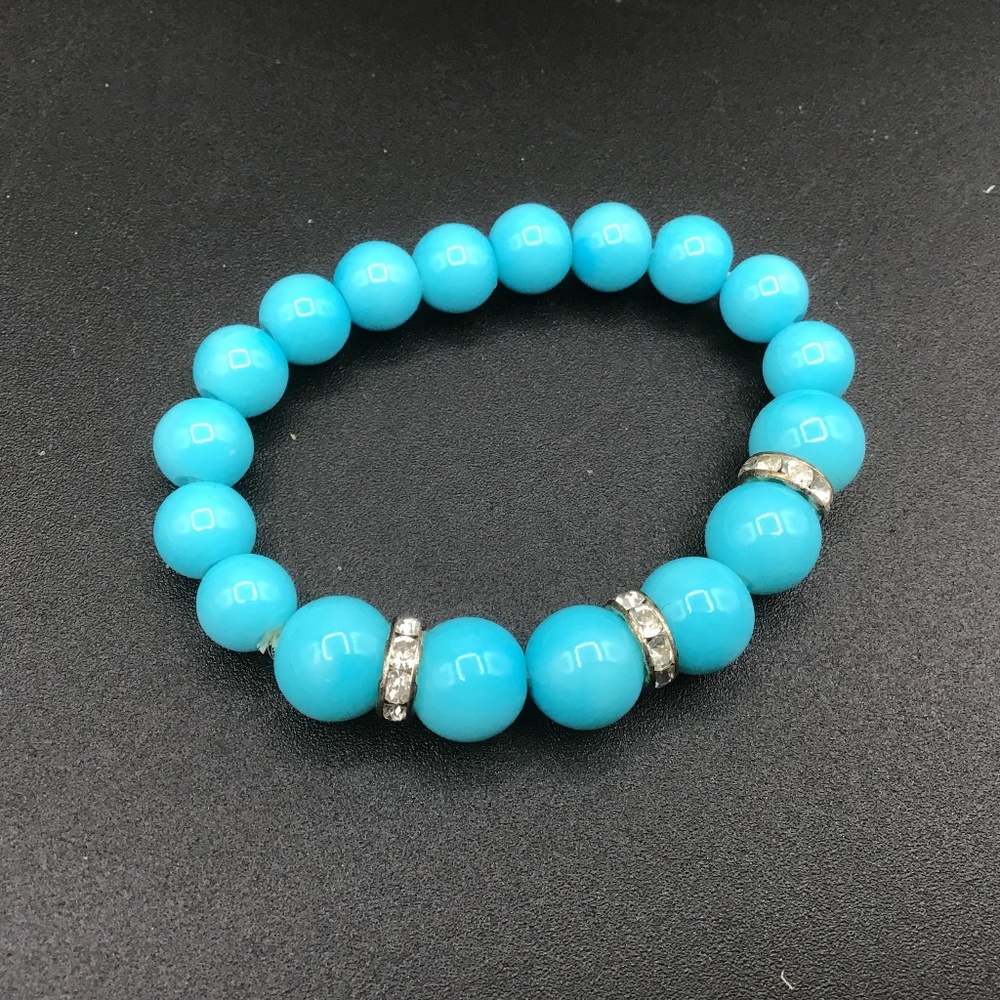 Turquoise colour beads stretch bracelet